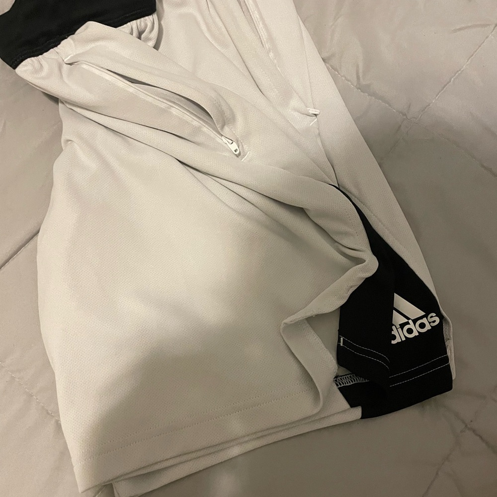 Adidas Men's Athletic Shorts in White and Black - Picture 2 of 4